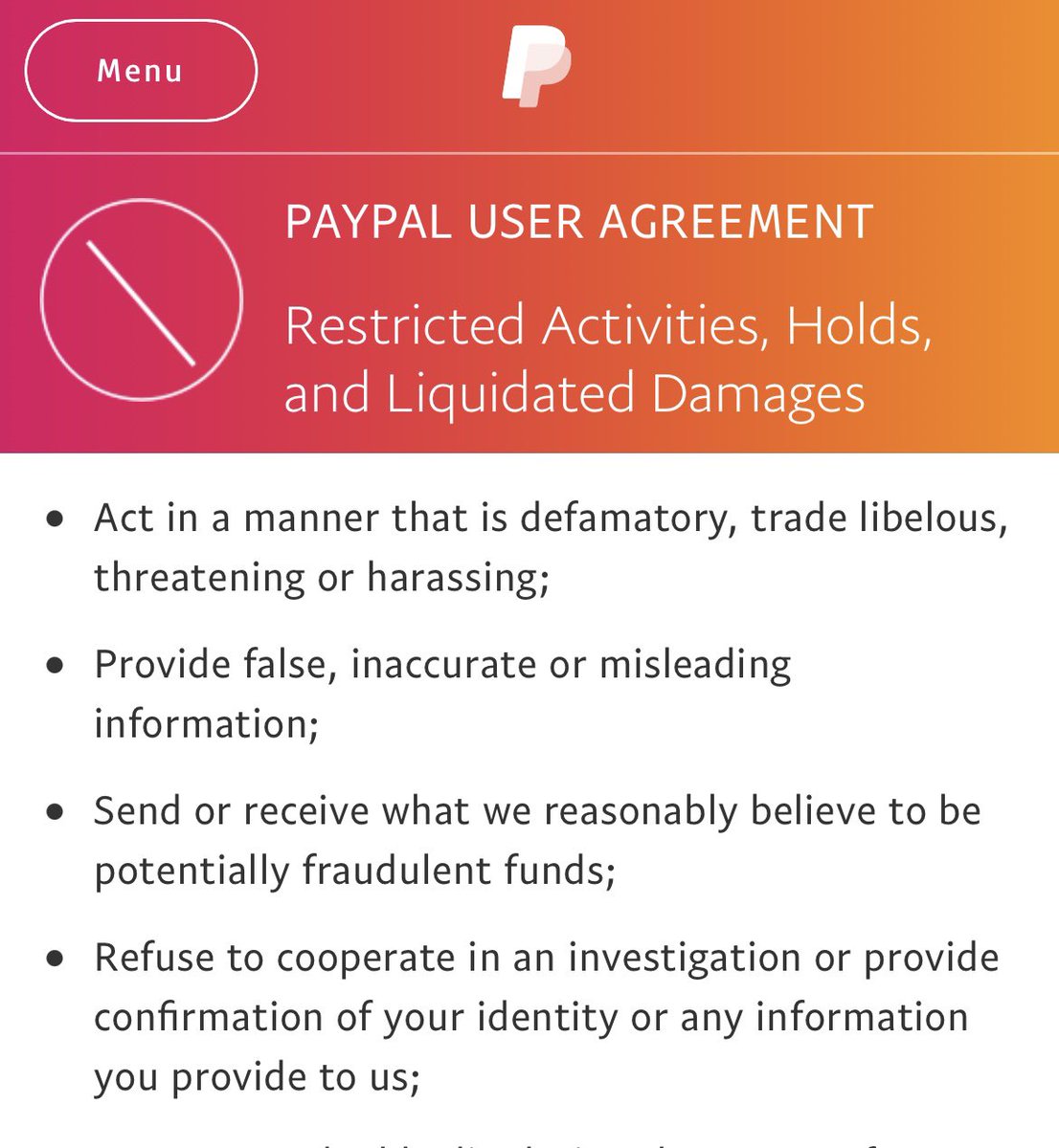 PayPal’s $2,500 “misinformation” fine is back. Pass it on.

paypal.com/us/webapps/mpp…