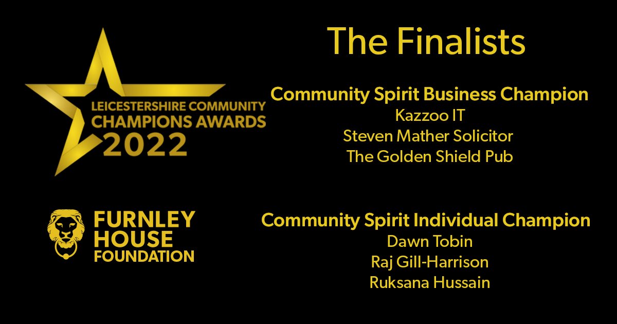 Big congratulations to our Community Spirit Champions and thank you for all the hard work you do to make our local area a better place to be. There's more information about the Leicestershire Community Champions Awards here lccawards.co.uk #LCCA2022