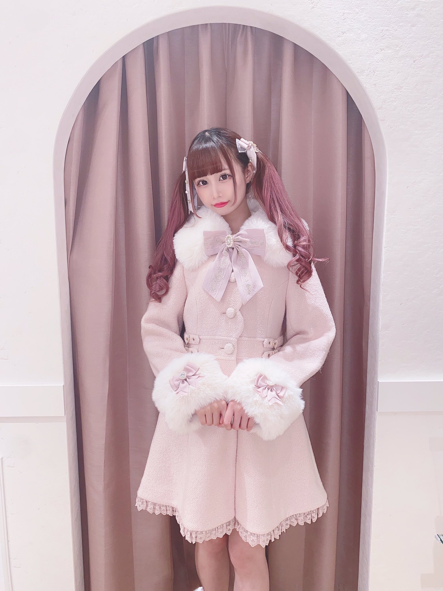 専用 LIZLISA ダブルハートベルトメッセージコート