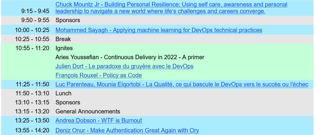 Ready to go with our day two speakers!

#DevOpsDaysMTL