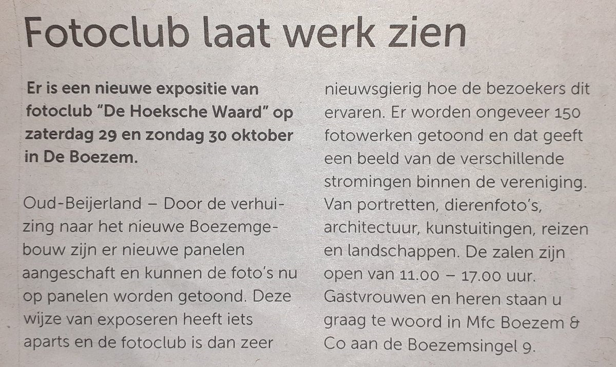 Dit weekend is er een foto expositie te zien in Boezem &amp; Co. De moeite waard! <a href="/gemeenteHW/">gemeenteHW</a> <a href="/WelzijnHW/">Welzijn HW</a>