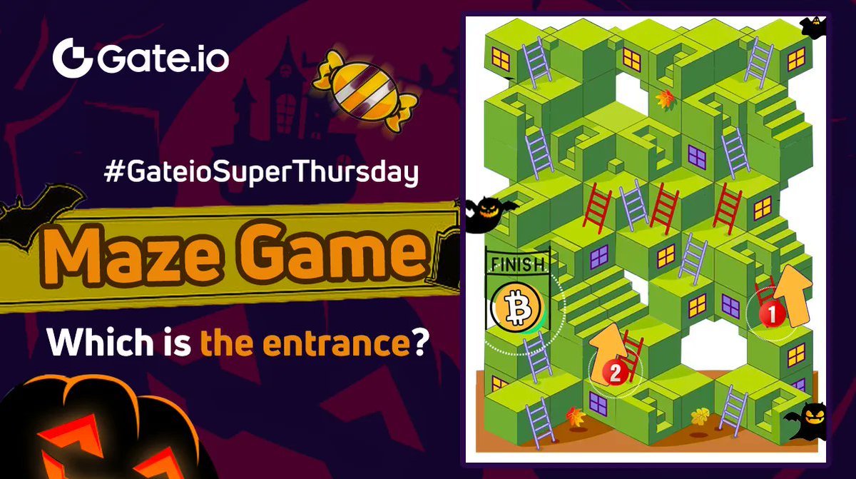#GateioSuperThursday: Maze Game
❓ Which is the entrance leading to the finish point? Use the stairs and ladders, don’t jump~

🏆Answer &amp; Win 120,000,000 $LOVELY
✅ Click to submit answer: gleam.io/KCDci/gateiosu…
 
⏰End at 16:00, Oct 30 (UTC)
#Crypto #Giveaway #Airdrop