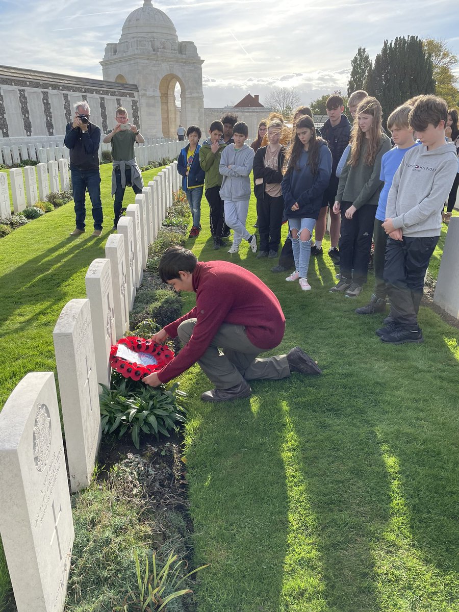 KSCWar's tweet photo. Among the many graves and the many names on the memorial at @CWGC Tyne Cot are two OKS, L/Cpl Alfred Robinson &amp; Capt Colin Laird. We also heard about the bravery of Sgt Lewis McGee, among other tales. @kingschester @HoltsTours https://t.co/b1ItWHh2R5