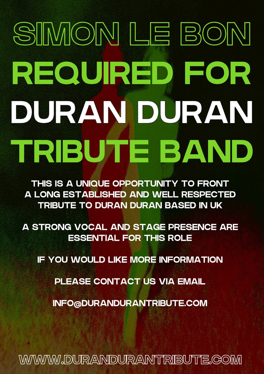 durandurantribute (@duran_tribute) on Twitter photo As we say Happy Birthday to <a href="/SimonJCLeBON/">Simon Le Bon</a> I would like to remind you that we are DURAN are still on the hunt for a new front man. email us for details. As we say Happy Birthday to <a href="/SimonJCLeBON/">Simon Le Bon</a> I would like to remind you that we are DURAN are still on the hunt for a new front man. email us for details.