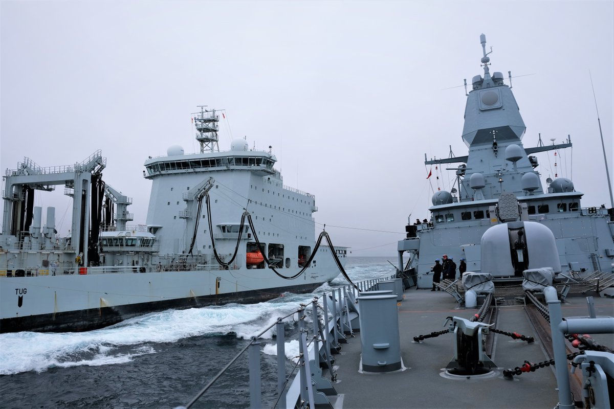 deutschemarine's tweet photo. It's 11,000 nautical miles since German Navy frigate #Hessen left home on 5 September. Taking part in demanding training with the nations of 🇺🇸 #CarrierStrikeGroup 12.
Always assisting with fuel is @RoyalCanNavy fleet oiler MV Asterix. Thanks a bunch! 🇨🇦🤝🇩🇪
@RCN_MARLANT https://t.co/7KdD4JUNEw