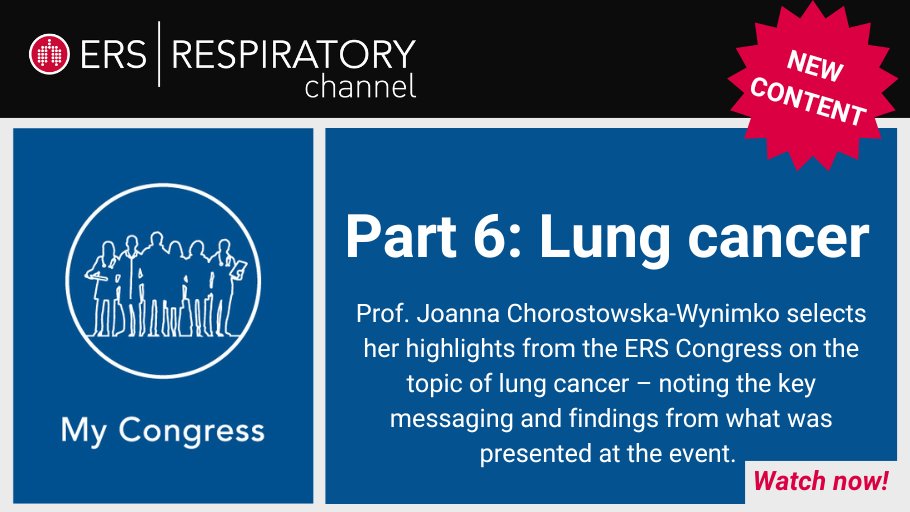 Available now on the ERS Respiratory Channel: My Congress Part 6: Lung cancer – a summary of the highlights, key information and findings presented on this topic at the ERS Congress. Delivered by Prof. Joanna Chorostowska-Wynimko. Watch now – open access! ersnet.org/ers-respirator…