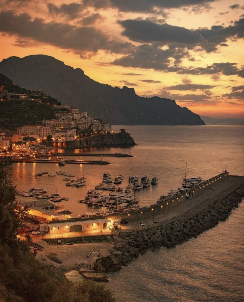 Sunset in Amalfi coast, Italy