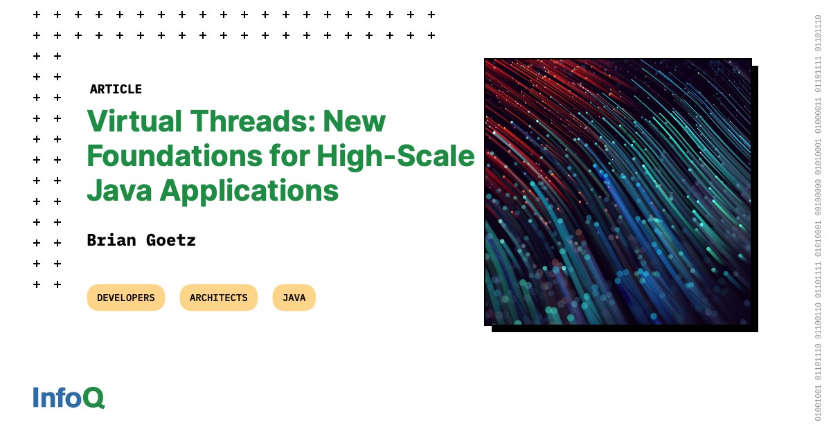 InfoQ's tweet image. Virtual threads are a lightweight implementation of #JavaThreads, delivered as a preview feature in Java 19. They dramatically reduce the effort of writing, maintaining & observing high-throughput concurrent applications.
#InfoQ article by @BrianGoetz: bit.ly/3UEhKl4