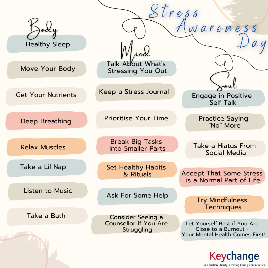 It's Stress Awareness Day, so we are sharing some tips and tricks in how to look after our mind, body and soul. We all get stressed when we feel under pressure and prolonged levels of stress can lead to a decline in our mental and physical wellbeing - Take Care of Yourself💕