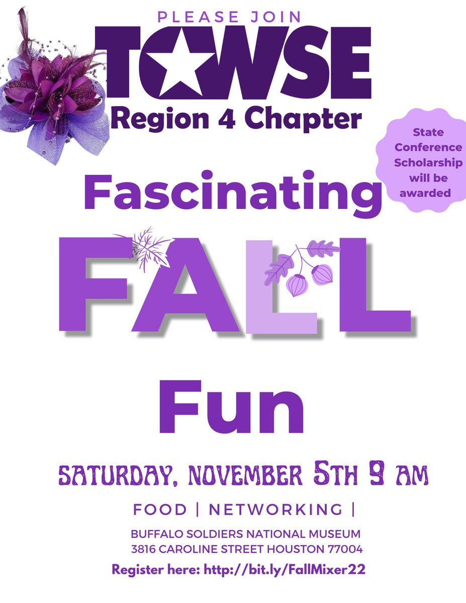 Have you registered?? Don’t delay join @R4TCWSE today! Register for our Fascinating Fall Event! bit.ly/FallMixer22 Oppty for @TCWSETx state conf scholarship for attendees & new members! Don’t miss out! @PrincipalLove @DrBrendaArteaga @m_salazarzamora @PaulaPatterson