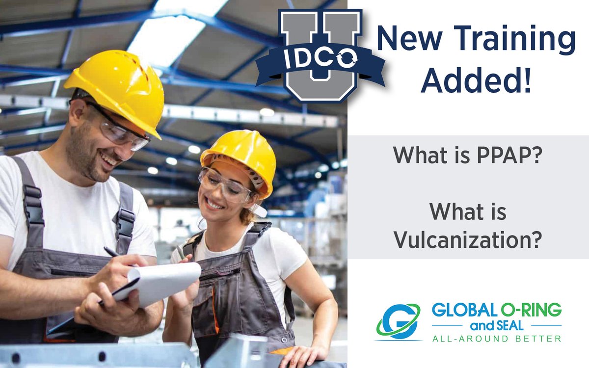 #NewInIDCOU Global O-Ring and Seal has uploaded TWO brand new trainings into #IDCOUniversity! Log in to learn about PPAP and the vulcanization process. 
Log in here: bit.ly/3cT4c3S