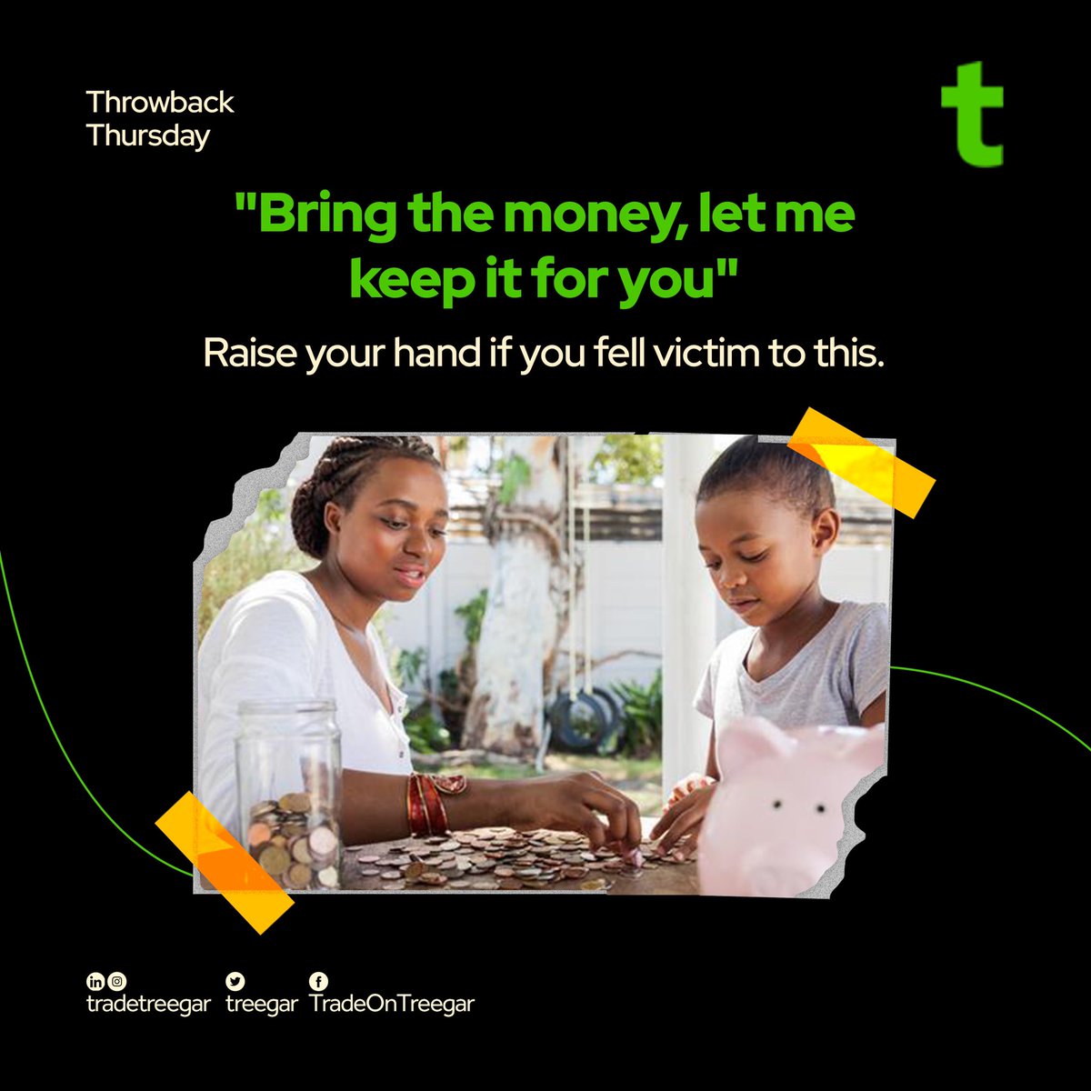TradeOnTreegar's tweet photo. There was always that visitor who would definitely drop something after his/her visit.
But our concern here is the aftermath of “Bring it, I’ll keep it for you” 😄😄
Does this sentence ring a bell?
Tell us your own experience in the comments section 😄.
#throwbacks #treegar https://t.co/QBTsPnoz9f
