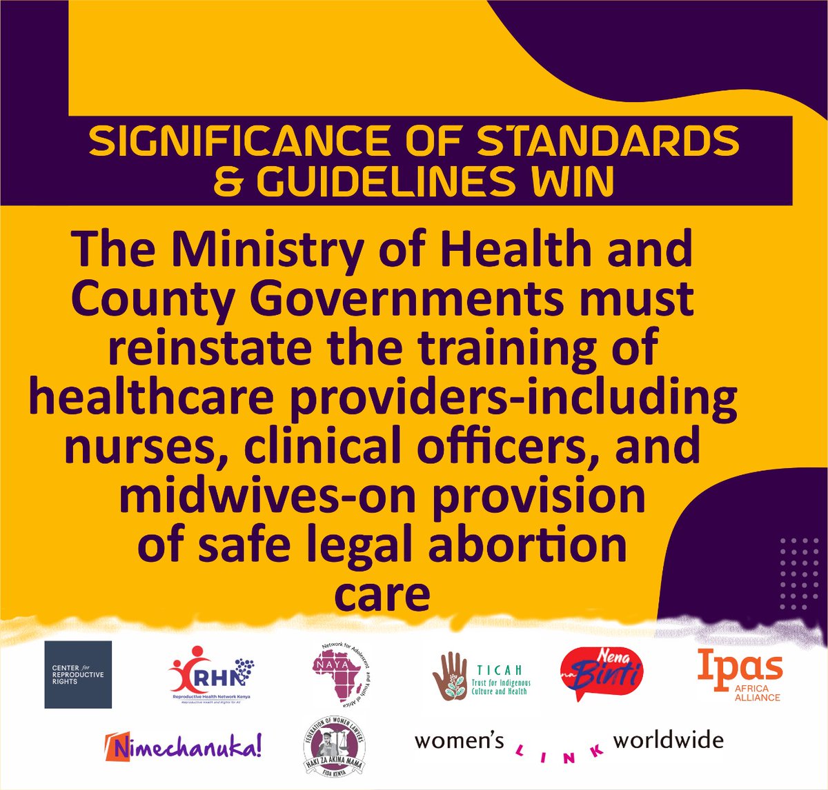 📖 The Ministry of Health (@MOH_Kenya) and County Governments (@KenyaGovernors) must reinstate the training of healthcare providers on provision of safe legal abortion care #DefendHerRightsKE
