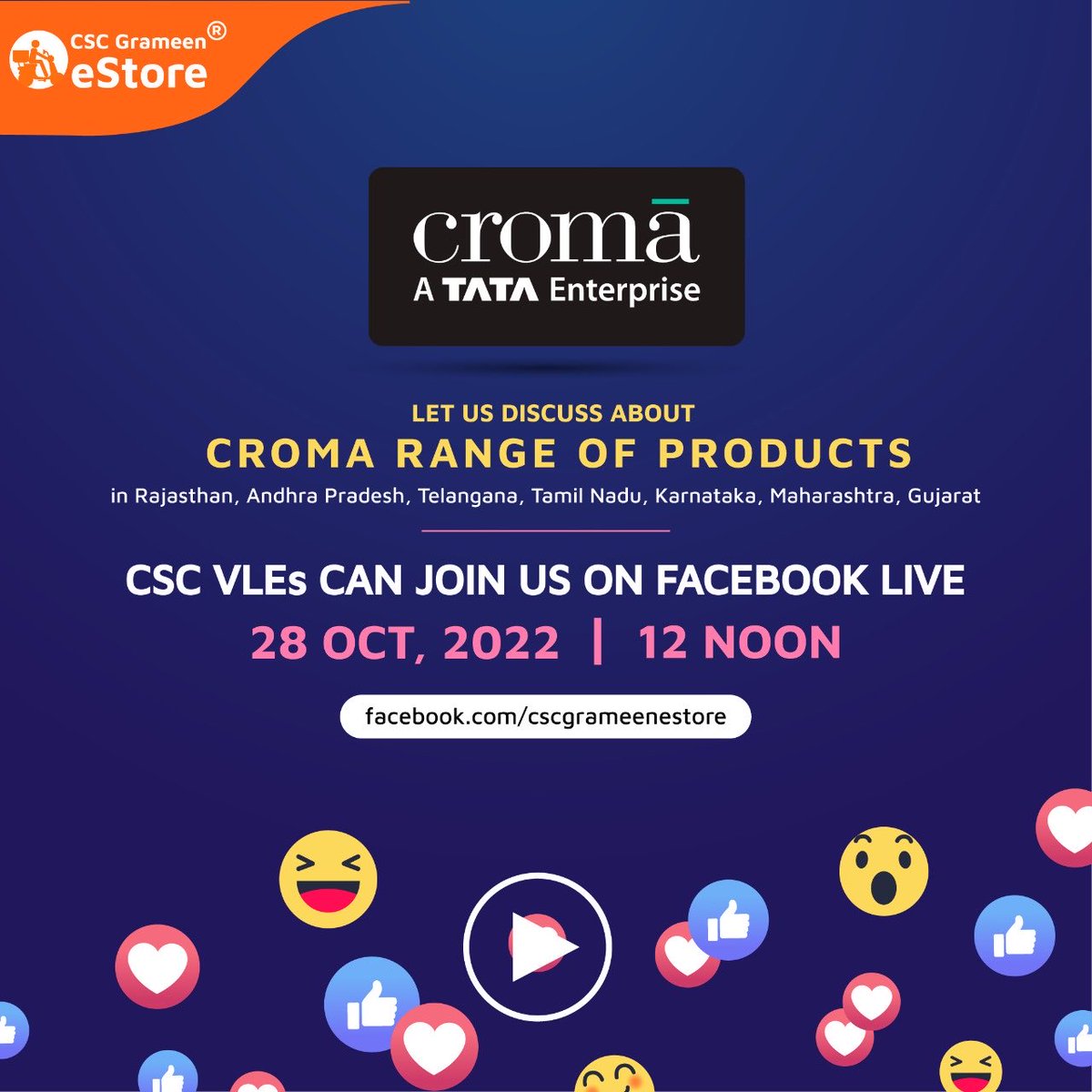 rajakishore_j's tweet photo. Join is live tomorrow session on croma range of products on csc estore ⁦@CSCegov_⁩ ⁦@CSCeStore⁩ ⁦@CSCGujarat⁩ ⁦@cscrajasthan⁩ ⁦@CscKarnataka⁩ ⁦@CSCTamilNadu⁩ ⁦@CSCAndhra⁩ ⁦@CSCTelangana⁩ ⁦@CHATTISGARHCSC⁩ ⁦@ceo_csc⁩ https://t.co/C6IePjBeJG