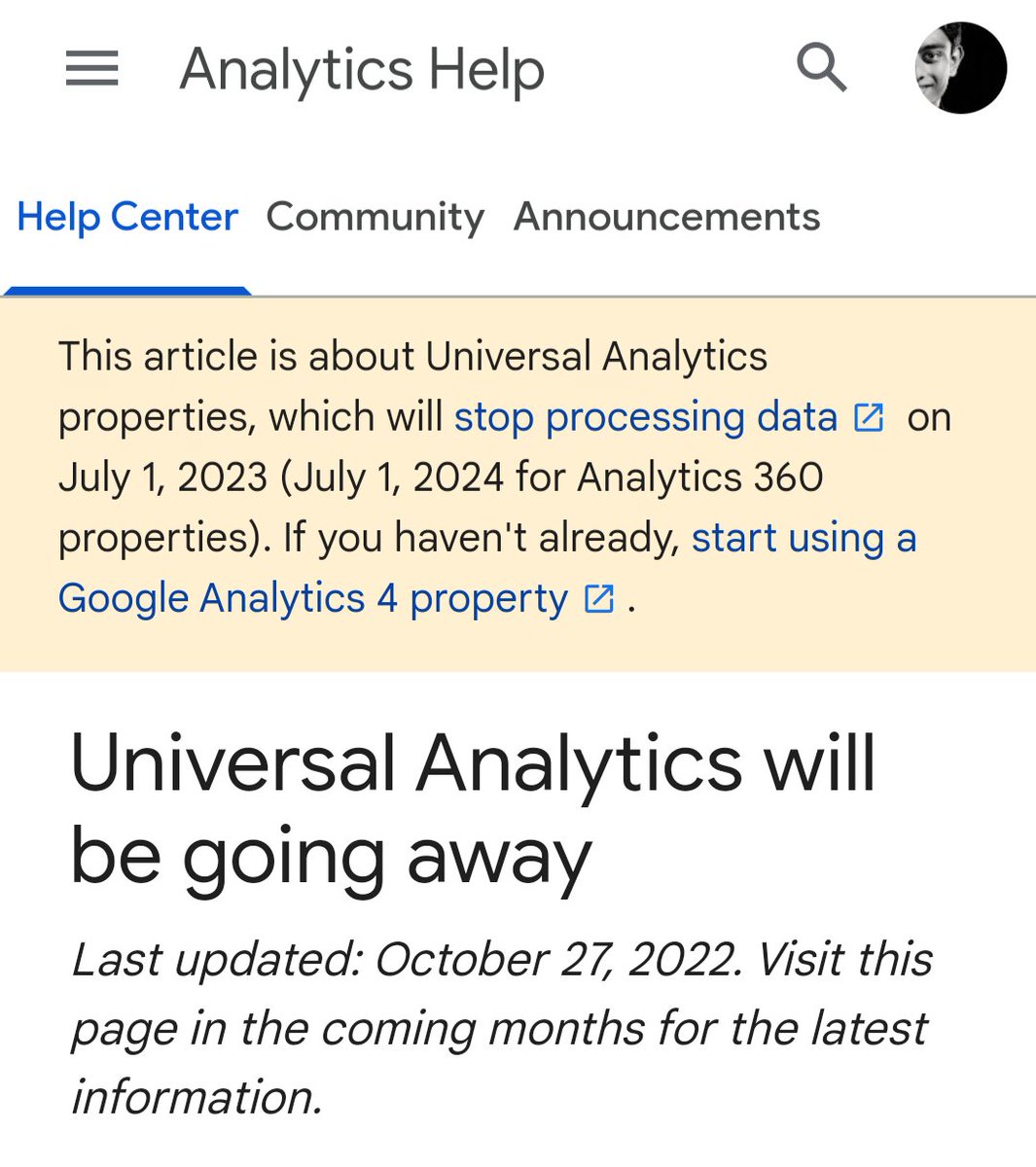"360 Universal Analytics properties will receive a one-time processing extension ending on July 1, 2024."

support.google.com/analytics/answ…

#GoogleAnalytics #google #GMP #GA4 #analytics #webanalytics