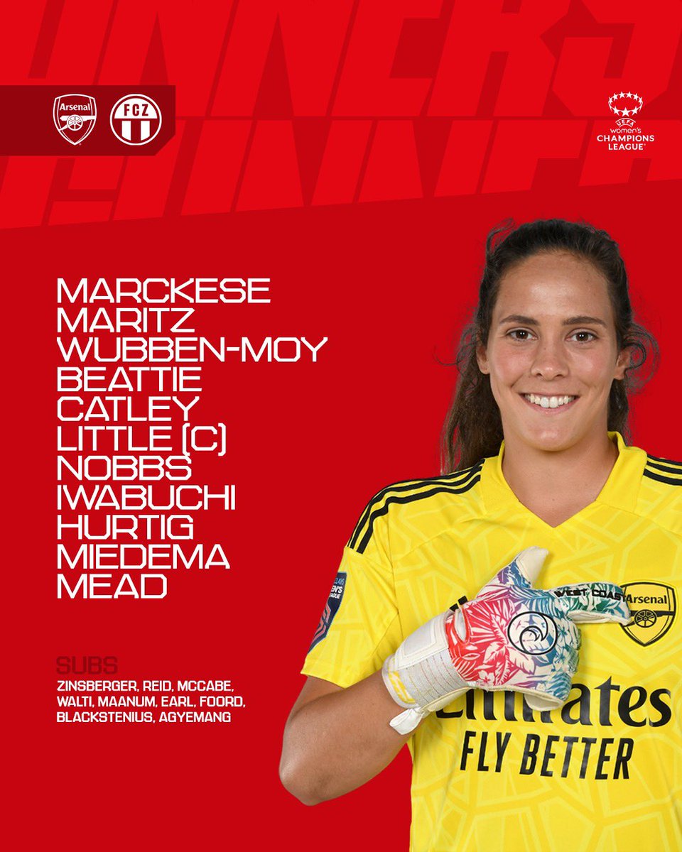 Introducing our starting XI… 🇺🇸 @Kaylan_Marckese makes debut 🏴󠁧󠁢󠁥󠁮󠁧󠁿 @JordanNobbs8 in midfield 🇳🇱 @VivianneMiedema returns #WeAreTheArsenal ❤️