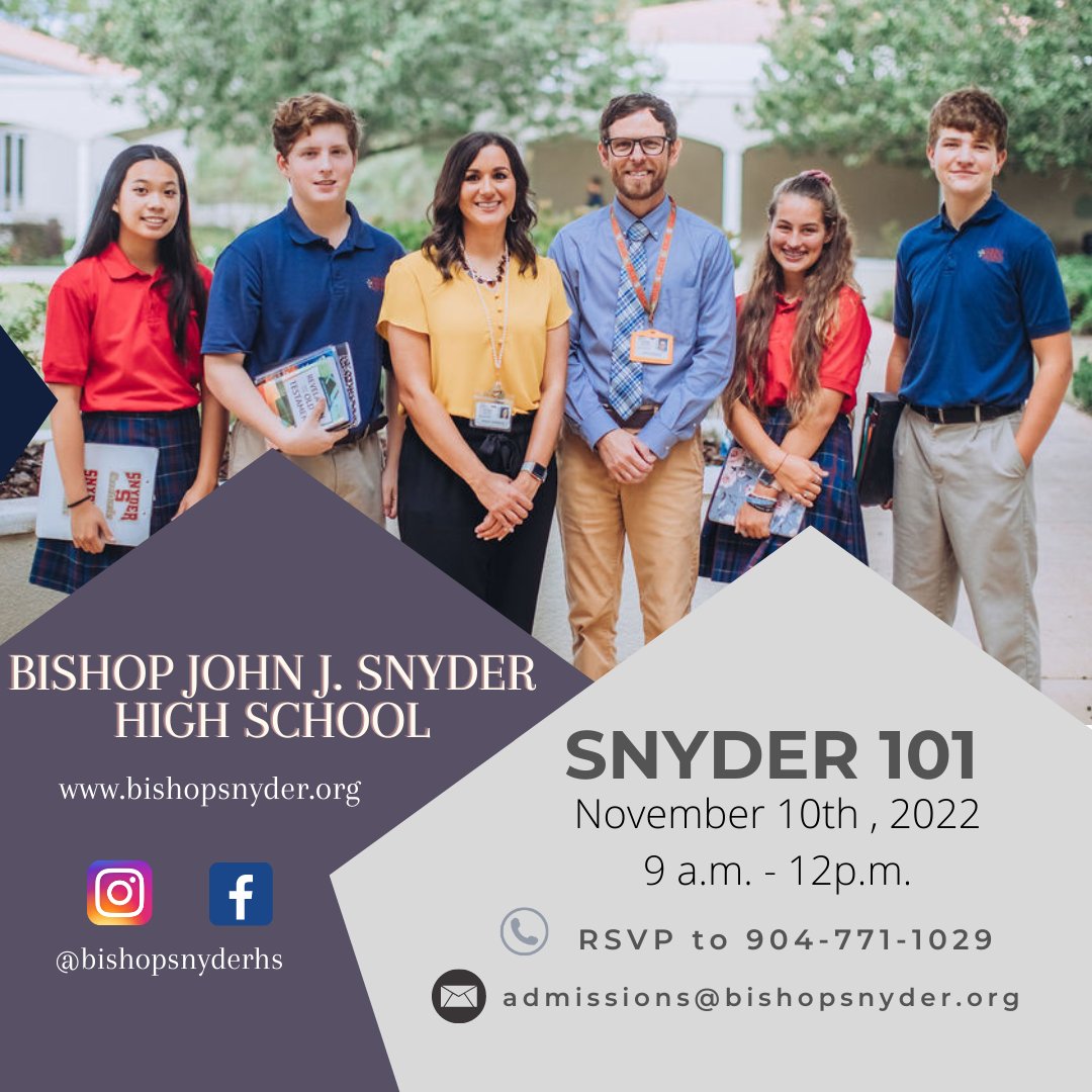 Share the good news about Bishop Snyder High School💖 Invite  your friends and family who are making high school decisions to Snyder 101 at 9 a.m. on November 10th. #classof2027 #catholicschool #collegepreparatory #competitiveathletics #thesnyderway