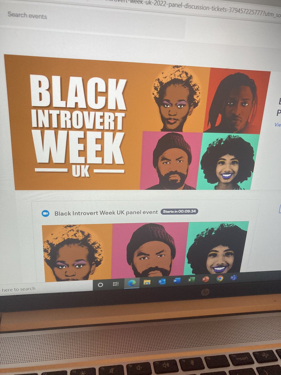 SarahBFraser's tweet photo. It’s about to takeover the internet. Wishing all the panelists the best for a huge event with 500 sign-ups. Who says events about introversion are kept on the down-low?! Introverts, and ambivert and extrovert allies assemble! #BlackIntrovertWeekUk https://t.co/LZehE5Zttk
