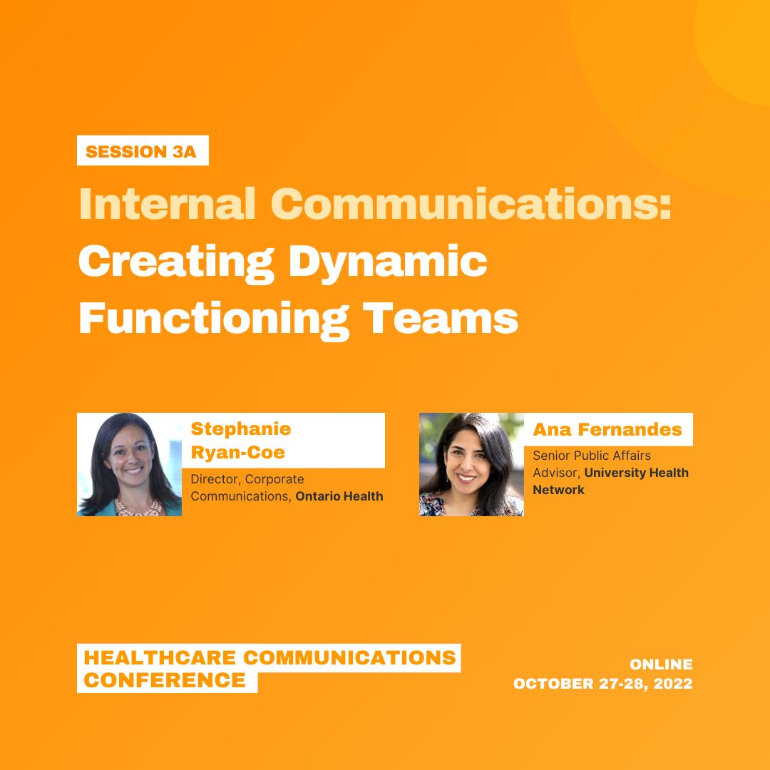 SparkConfer's tweet photo. Thank you to Stephanie Ryan-Coe and Ana Fernandes (@anapgfernandes) for presenting Session 3A: Internal Communications: Creating Dynamic Functioning Teams at #COMHealthCare 2022. 
Great insight on best practices for engaging physicians and other front-line staff https://t.co/5xlibsE5Xe