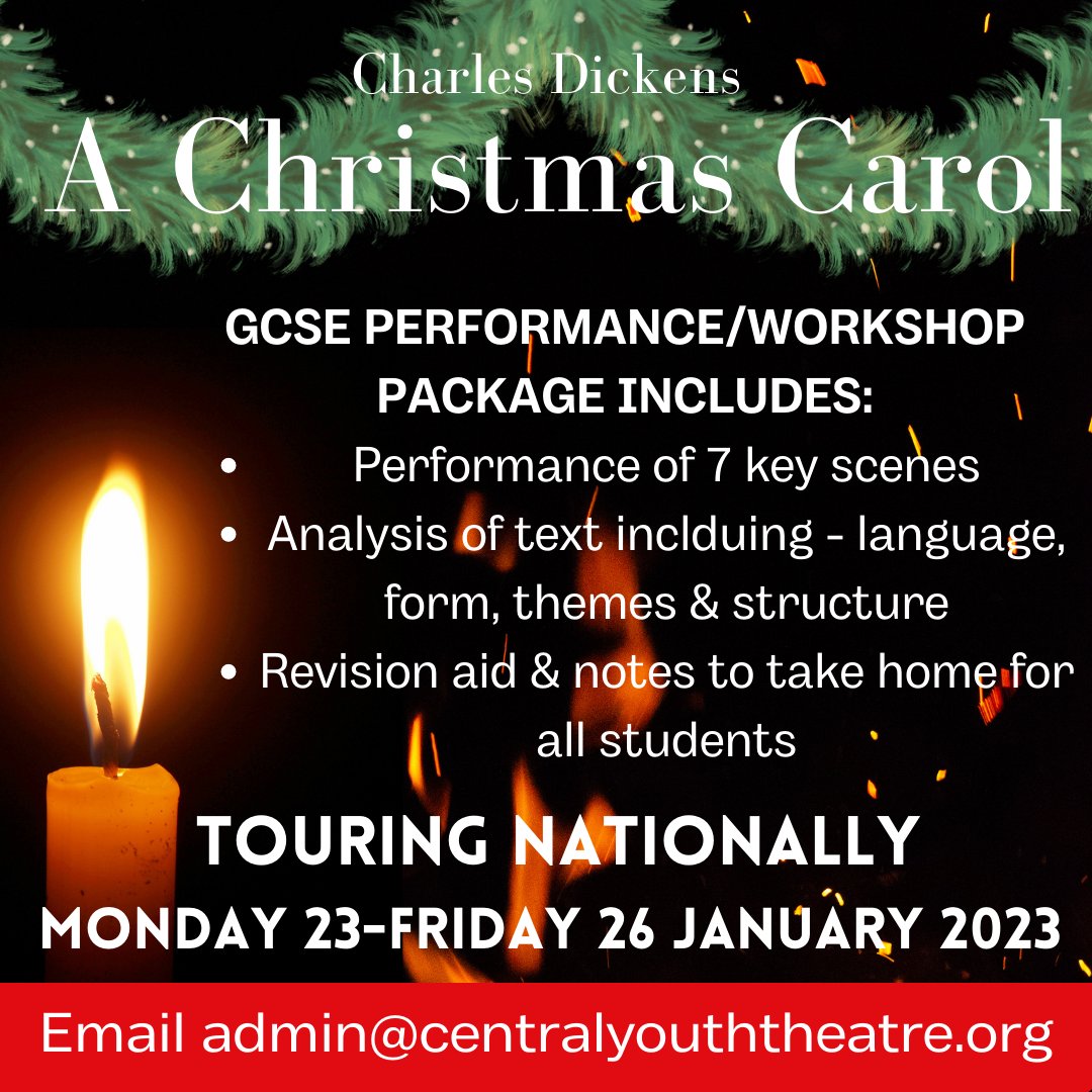 Calling all KS4 English teachers!
Studying 'An Inspector Calls' and/or 'A Christmas Carol'? Our schools tour in Jan 2023 of these specially designed workshops may be for you!
Get in touch to find out mroe but we advise getting in touch quickly as the slots are likely to fill up!