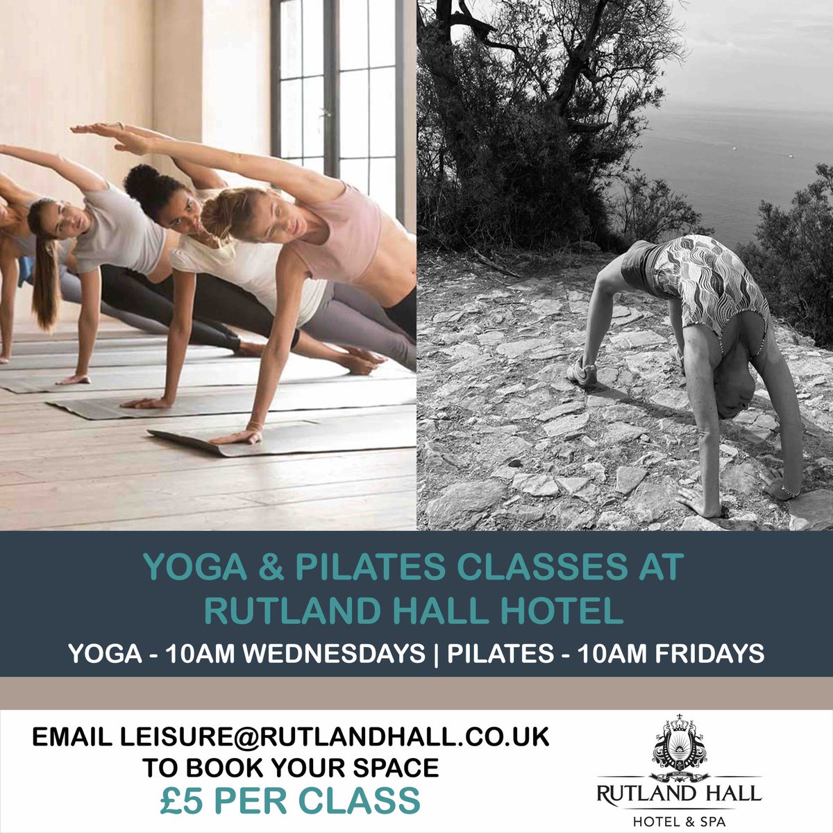 YOGA &amp; PILATES CLASSES

Classes starting next week with brilliant local instructors. 

Only £5 per week for each class. Book in for next weeks free taster class by getting in touch with the leisure team on leisure@rutlandhall.co.uk 

#fitness #yoga #fitness #rutland #healthy