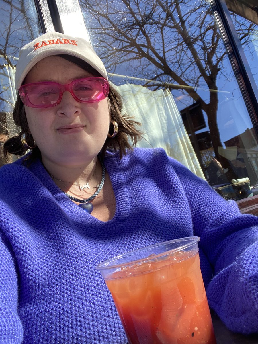 on my emily gilmore shit (bloody mary outside in a sweater)