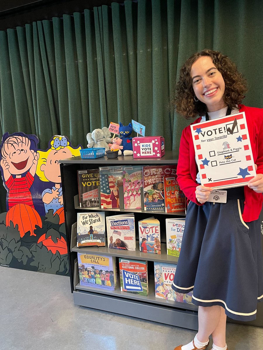 Kids Vote Too! Don't forget to stop by our children's voting display where kids get the chance to cast their votes for their favorite storybook character: #Teamelephantandpiggy #Voteforpete 🗳️🇺🇸