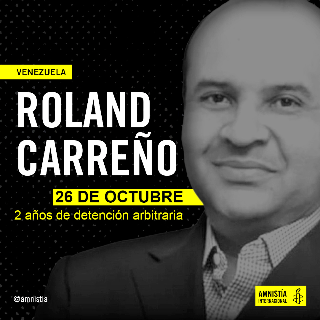 Gestern war ein trauriges Jubiläum: Seit genau 2 Jahren sitzt der Journalist & Oppositionelle @rolandcarreno nun bereits in willkürlicher Haft, wie viele andere kritische Stimmen in #Venezuela wurde er aufgrund konstruierter Terrorismus-Vorwürfe angeklagt. #LiberenARolandCarreño