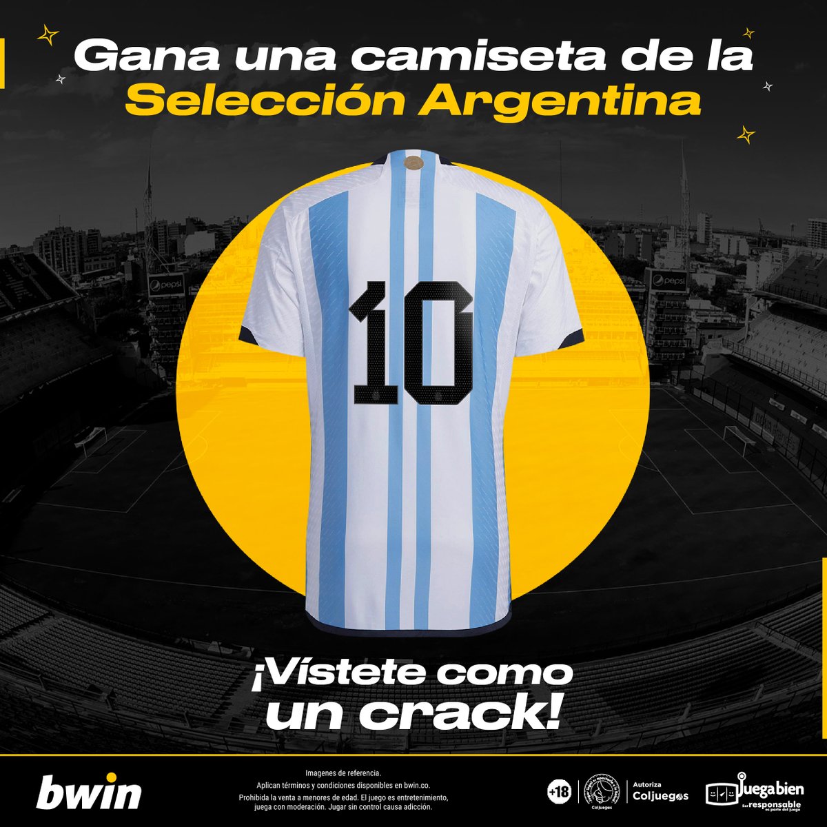 BwinColombia's tweet photo. 🚨Giveaway camiseta Oficial de la #SelecciónArgentina #Qatar2022🚨 

Debes:
1️⃣ Seguir a @bwinColombia en Twitter
2️⃣ Darle like y RT a este tweet
3️⃣ Etiquetar 1 amigo 

Entre más etiquetes a diferentes amigos, más oportunidades tienes de ganar.
Reglamento: https://t.co/4dAGqRiNiY https://t.co/PVxMyLdGiL