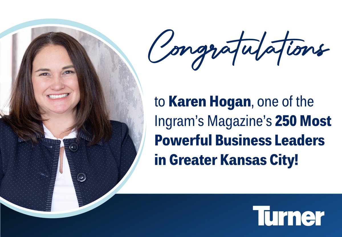 Congratulations to Karen Hogan, VP & General Manager, for being named one of @IngramsMagazine 250 Most Powerful Business Leaders in Greater #KansasCity! #TurnerConstruction #TurnerProud #OurPeopleOurStrength #BuildingTheFuture #TurnerKC