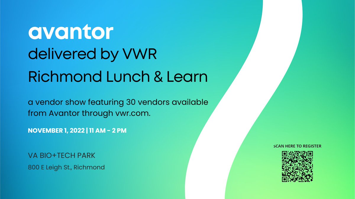 Have you SAVED through our BIO Business Solutions program? Don't miss a vendor show in Richmond, organized by <a href="/Avantor_News/">Avantor</a> to learn how members of #VirginiaBIO can save on Laboratory supplies. 
3⃣0⃣ vendors➕giveaways, and lunch provided❗️
➡️Register ow.ly/Ilsk50Ln8VA
<a href="/VWR/">VWR, part of Avantor</a>