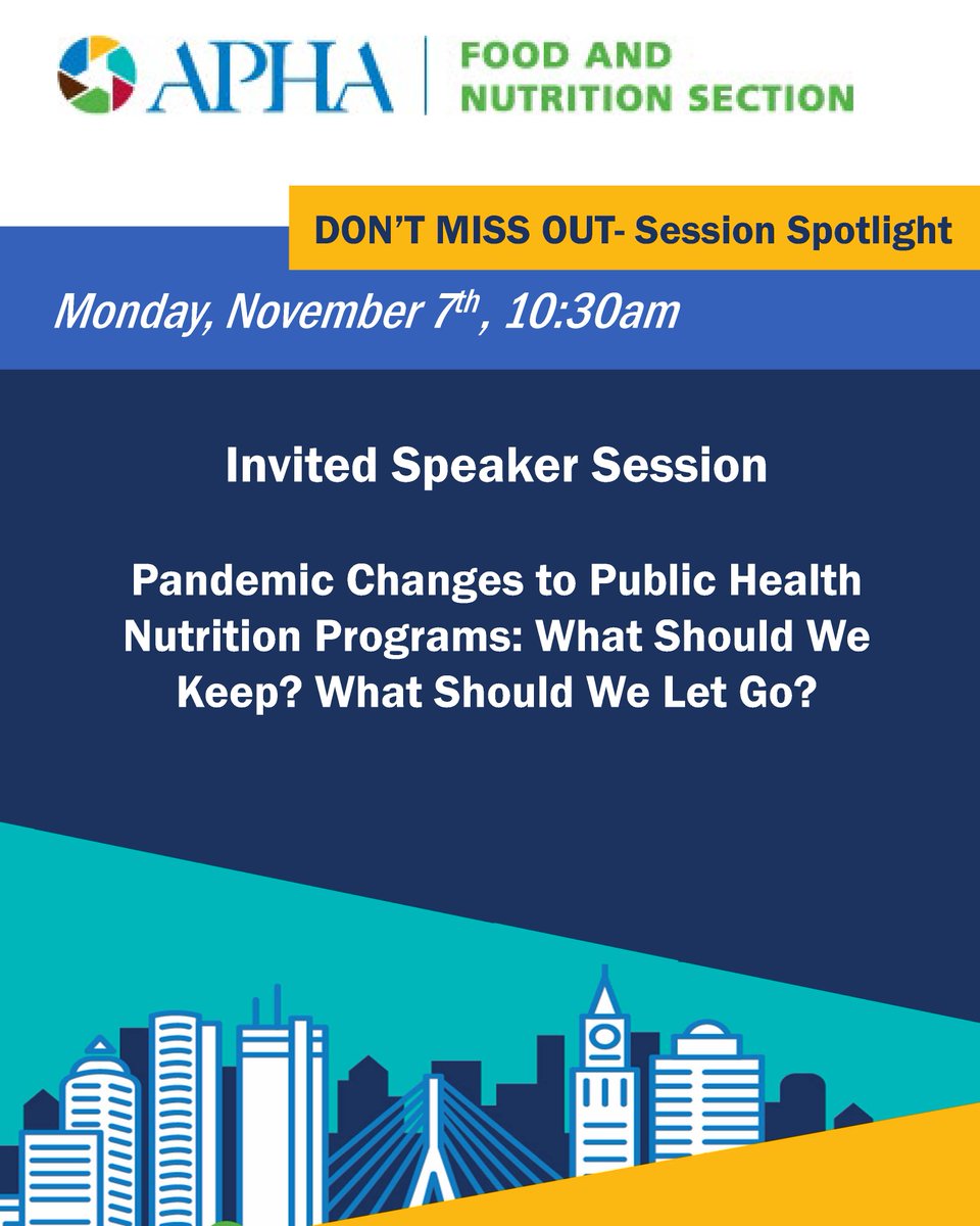 Interested in the nutrition changes made to public health programs during the pandemic? Come learn more at our invited speaker session TODAY at 10:30am. #FNAPHA2022, #APHA2022, #APHAFood, #Nutrition bit.ly/APHA2022_FN_30…