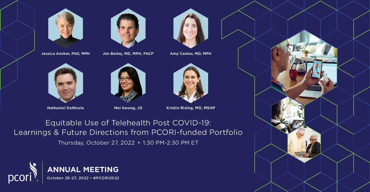 Join health experts from @cchpca, @TNPopHealth, @OHSUNews, @tjuhospital, and @vumchealth for a discussion on the potential use of #telehealth to expand access to care and improve healthcare outcomes, particularly among underserved populations. pcori.me/3st5XZQ #PCORI2022