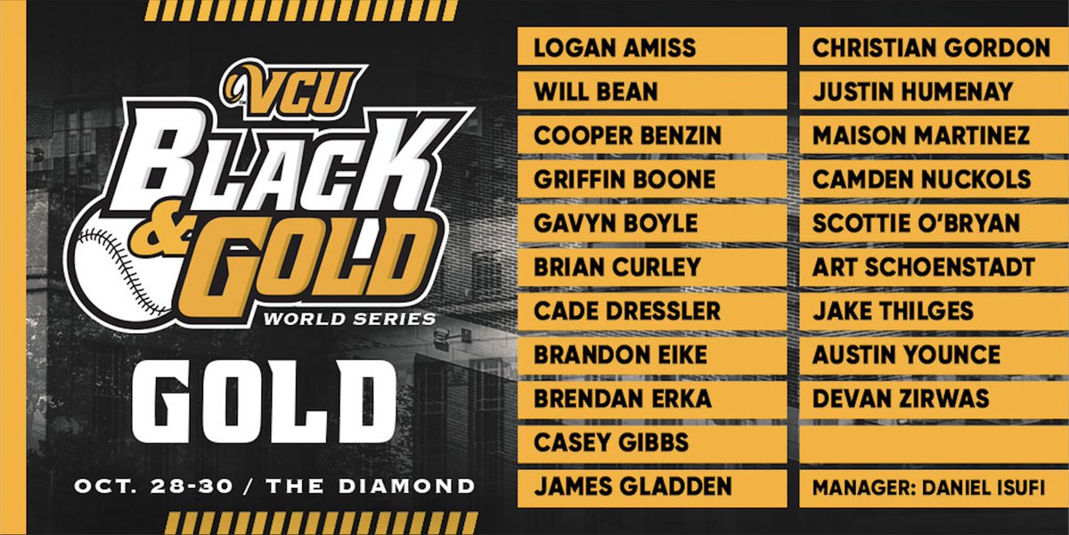 VCUBaseball's tweet photo. And here’s the Gold squad! #LetsGoVCU https://t.co/fD3lGreYv1