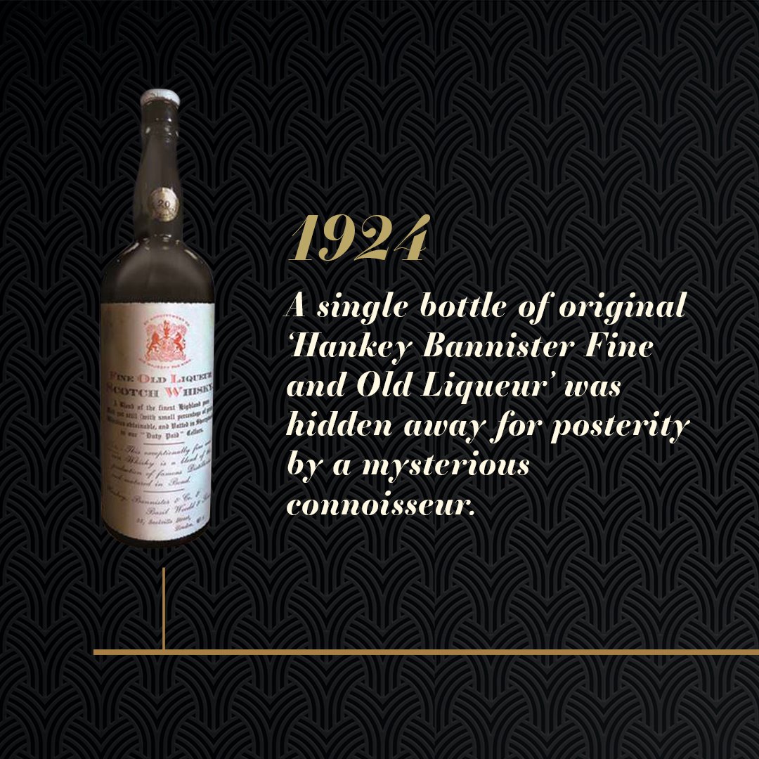 HankeyB1757's tweet photo. This historic liquid has stood the test of time. It has been faithfully recreated from an original 1920s bottle, by our Master Distiller. Get a taste of history and the flavour of our founders' original vision.

Drink Hankey Bannister responsibly.
#Dram #Forgotten #Slainte https://t.co/SuQ70jdUl1