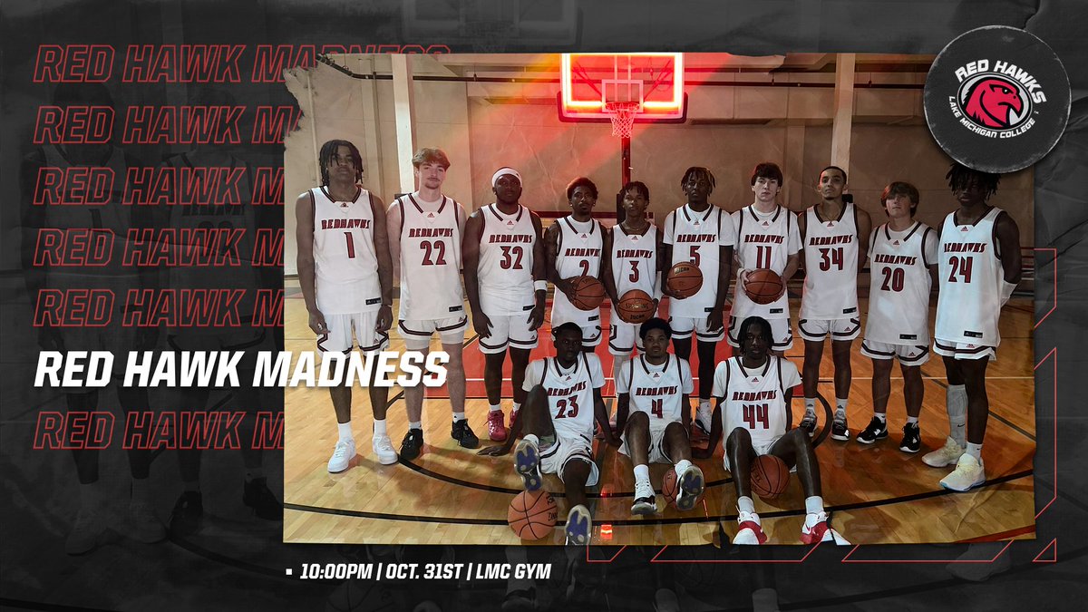LMC_mbb's tweet photo. Monday, October 31st is your chance to meet the 2022-23 Men's and Women's Basketball squads! We would love for all of our family, friends, and fans to pack the gym Monday night! See you there!

@LakeMichCollege @RedhawksW 

#TalonTough https://t.co/J3J2XDpUpl