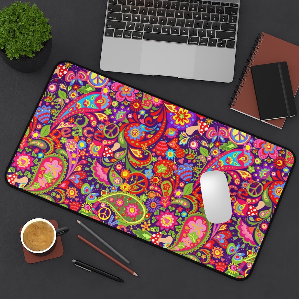 Totesi3's tweet image. Neoprene XL Desk Mat - Hippie - Flower Power  -  Desk Accessories  - Modern Desk Decor tuppu.net/a9a52b09 #TotesiDesign #Etsy #LargeMousepad