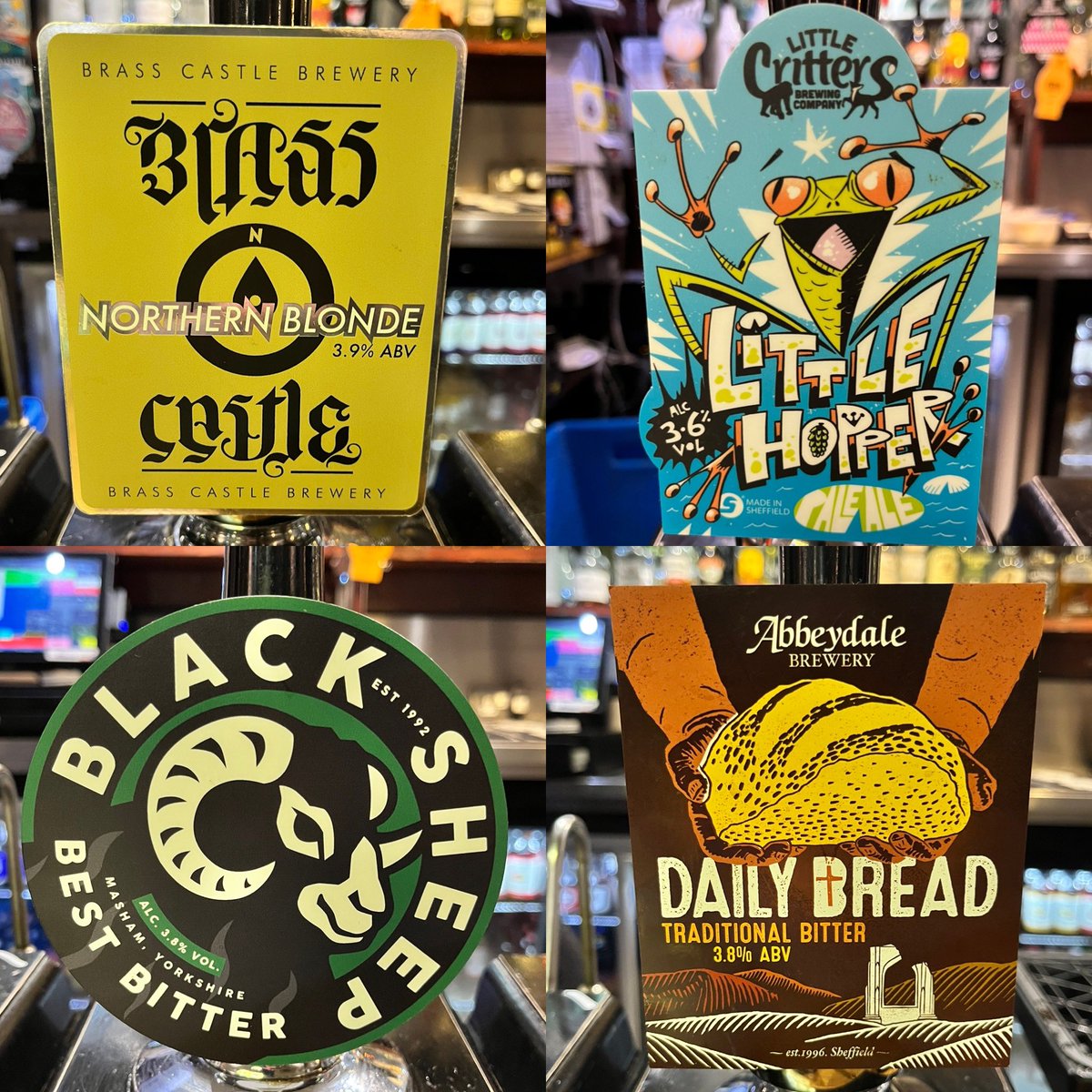 bread_bitter's tweet image. Guests on at the mo 🍻

Northern Blonde from @BrassCastleBeer, Little Hopper from @LittleCritsBrew, Best Bitter from @BlackSheepBeer and Daily Bread from @AbbeydaleBeers 👏🏼