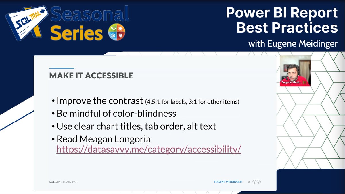 sqldatapartners's tweet image. Nice shoutout to @MMarie during #SQLTrail #SeasonalSeries #PowerBI Best Practices by @SQLGene #SQLDataNow @Microsoft @CarlosLChacon
