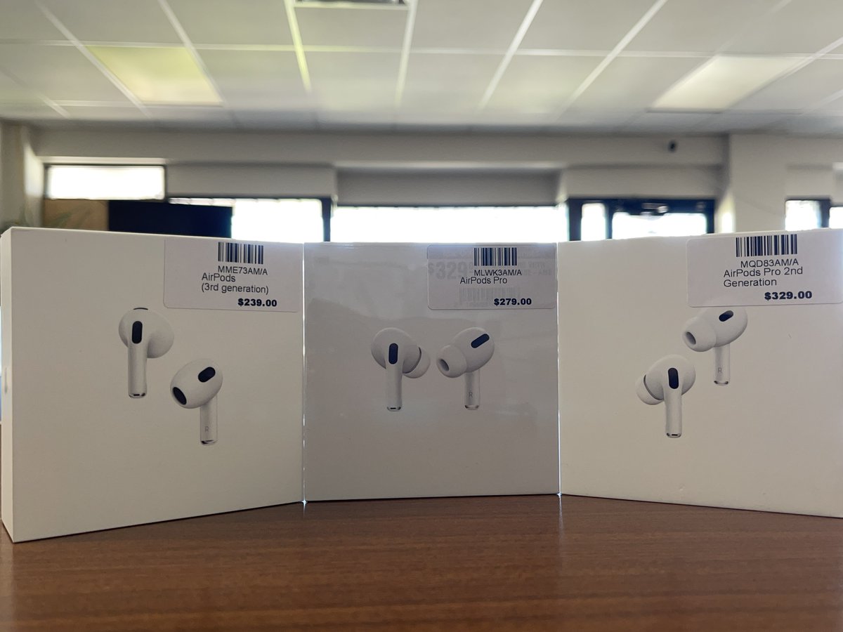 AirPods instock!!
AirPods 3rd Gen 
AirPods Pro 1st Gen  (ON SALE !)
AirPods Pro 2nd Gen

#apple #macoutpost #sale #AirPods #AirPodsPro