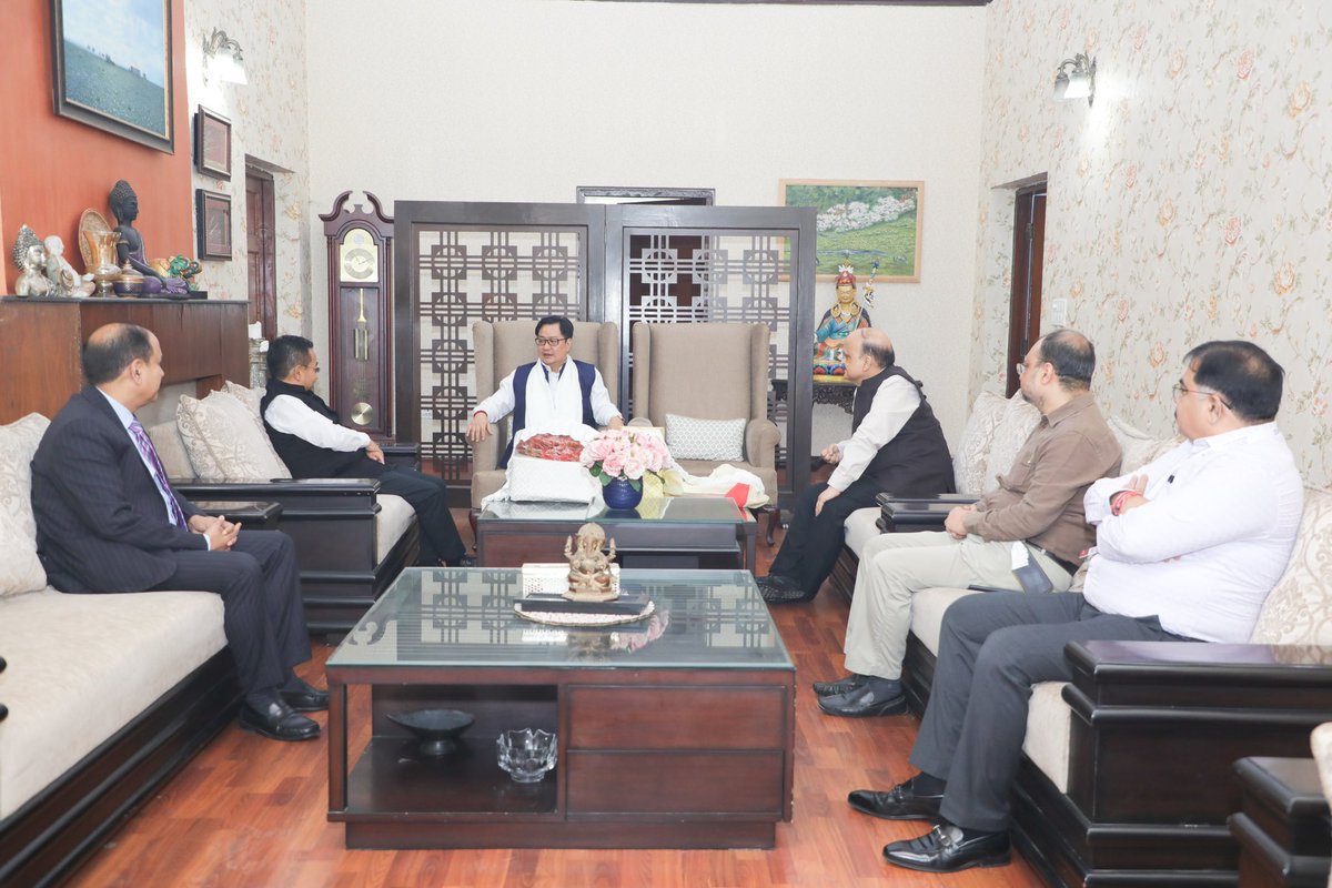 Earlier today, I called on the Hon’ble Union Minister (Law and Justice) Shri Kiren Rijiju Ji at his official residence in New Delhi and discussed various matters related to Sikkim. @KirenRijiju