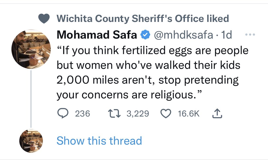 Michael Stanford (@m_stanford_tx) on Twitter photo Yikes <a href="/wichitasheriff/">Wichita County Sheriff's Office</a>. Might want to keep the political and religious opinions to personal accounts? Yikes <a href="/wichitasheriff/">Wichita County Sheriff's Office</a>. Might want to keep the political and religious opinions to personal accounts?