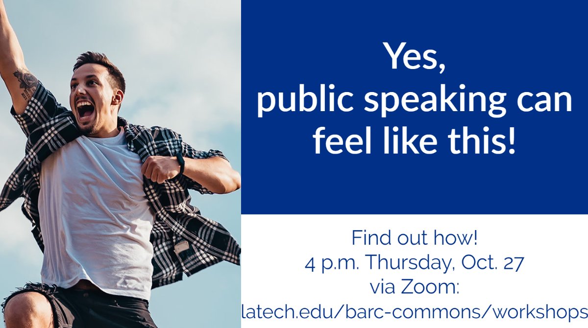 BarcCommons's tweet image. Got a presentation? Find out how to reduce speech nervousness! Today at 4 via Zoom!