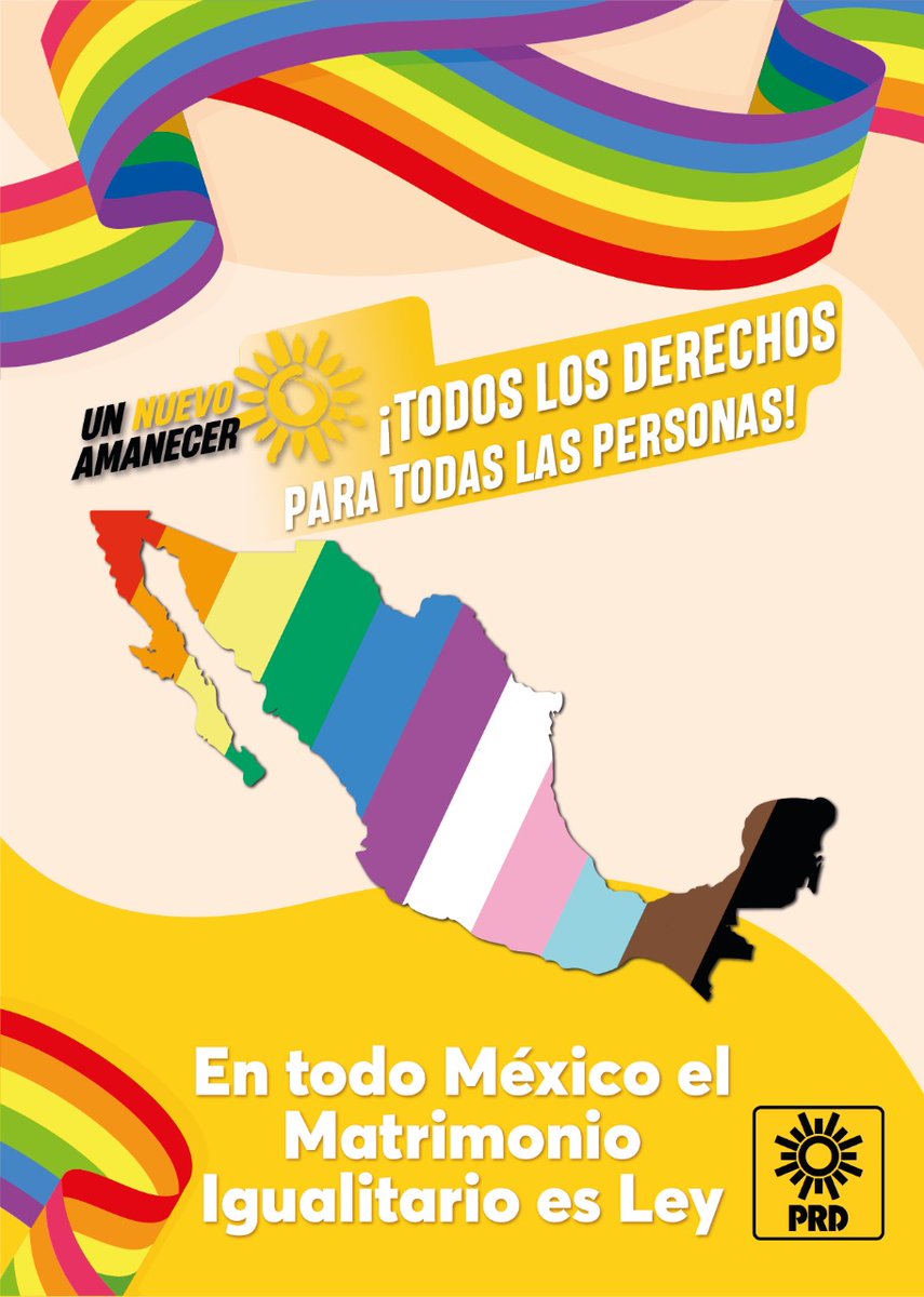 Celebramos que la lucha de la Comunidad #LGBTTTI y de las y los perredistas por el reconocimiento al #MatrimonioIgualitario hoy sea una realidad en todo México. En el #PRD siempre defenderemos todos los derechos para todas las personas. 🏳️‍🌈 @senadisexprd