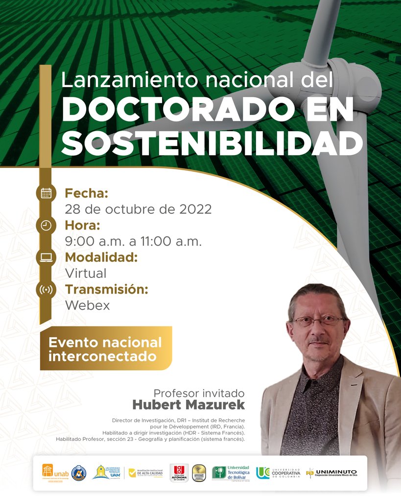lauao's tweet photo. El próximo viernes 28 de octubre se llevará a cabo en la UAO, el lanzamiento del doctorado en Sostenibilidad, ofrecido por cuatro de las universidades de la Red Universitaria José Celestino Mutis.
Conoce más información sobre este programa en: https://t.co/p7puRnoy8Y https://t.co/YHyhsatX1l