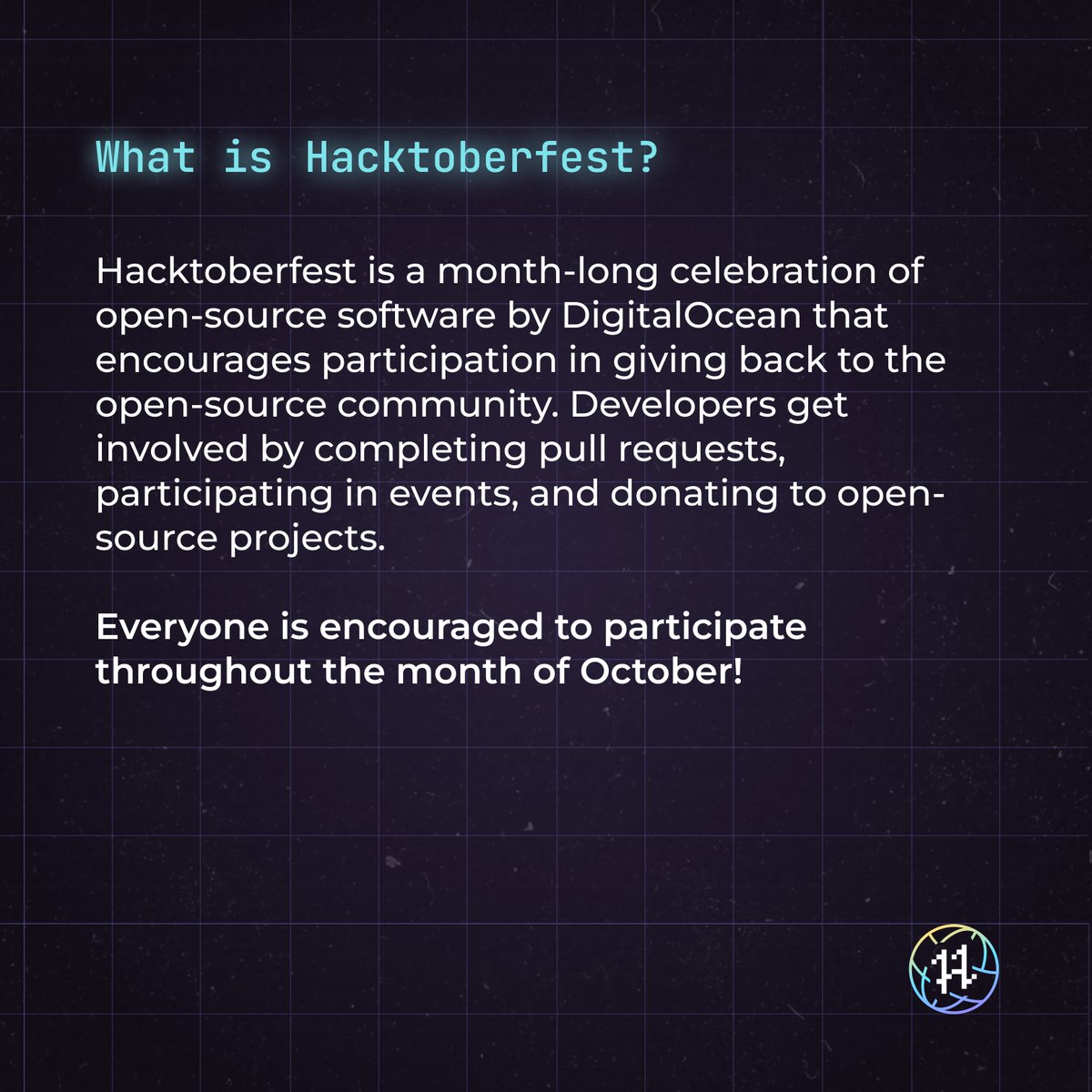 ACM_VIT's tweet image. Want to know what Hacktoberfest is? Don&apos;t worry, we&apos;ve got you covered! Delve into the festival with the right spirit of open source!

Contribute with ACM-VIT&apos;s Forktober!
🔗 with.acmvit.in/github (link in bio!)

#acm #vit #acmvit #hacktoberfest #forktober #opensource