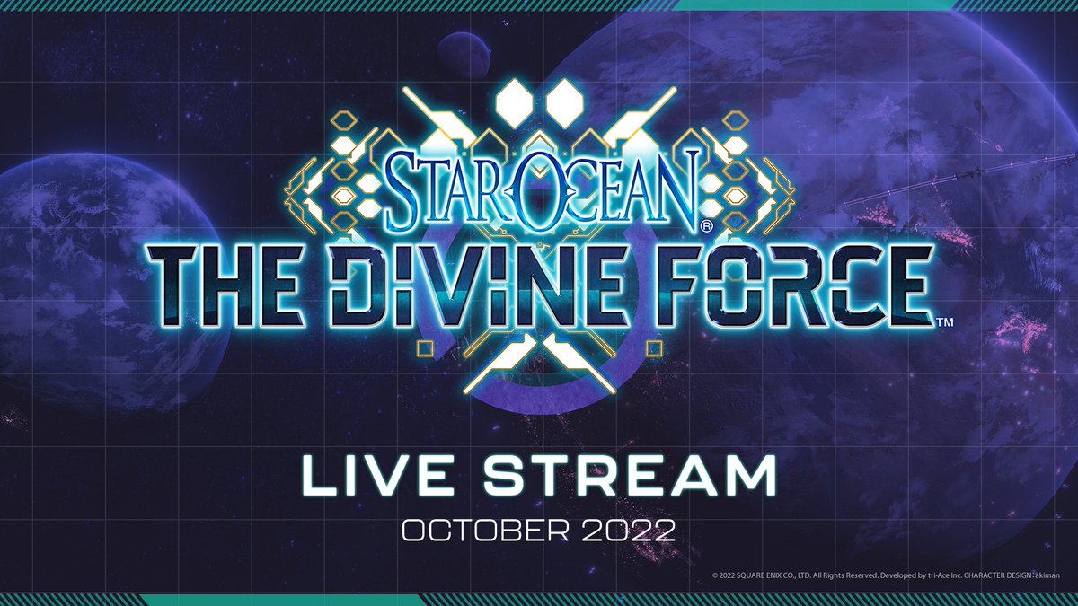 Join us in 30 minutes for our @StarOcean The Divine Force launch live stream! twitch.tv/squareenix We'll have live gameplay, answer questions, and be doing giveaways! See you in chat!