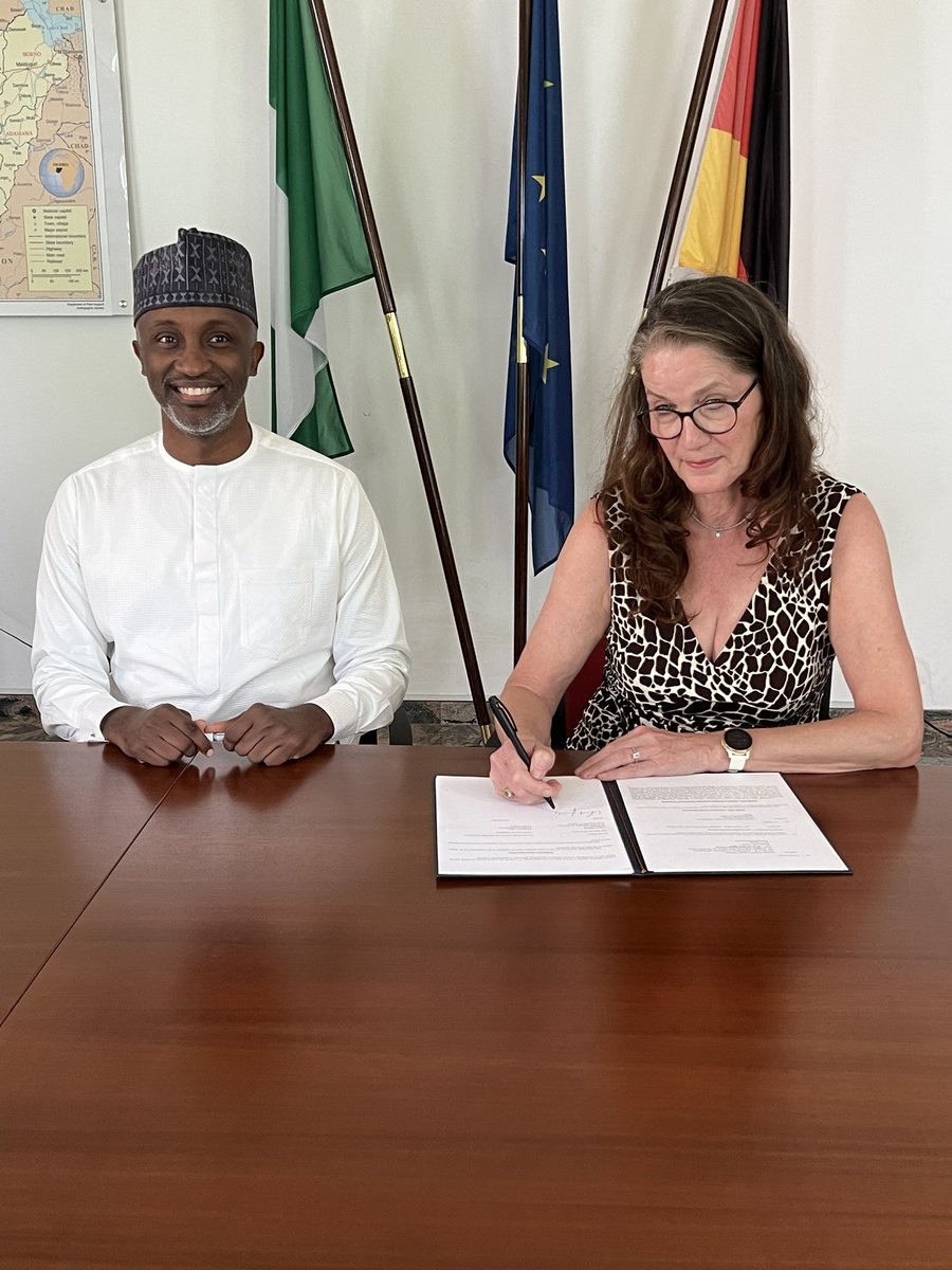 Delighted to sign partnership agreement with German Ambassador, Annett Günther. The new agreement will set up a Prevention Facility in partnership with NW States of #Katsina, #Sokoto & #Zamfara. Support will include conflict prevention, livelihood & enhanced security capacity.
