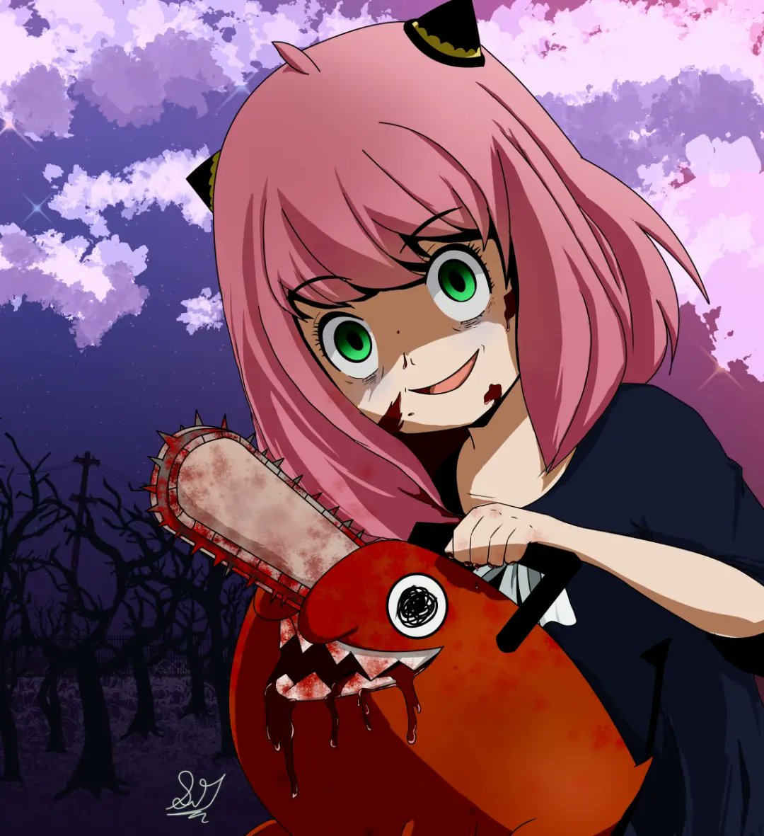 SRTNexus13's tweet photo. Happy Halloween! Imagine if Anya was never adopted by Twilight or if he died in that explosion and this is the dog she adopted 😬 

#spyxfamily #Halloween #anyaforger  #chainsawman https://t.co/mflXTk8tj5