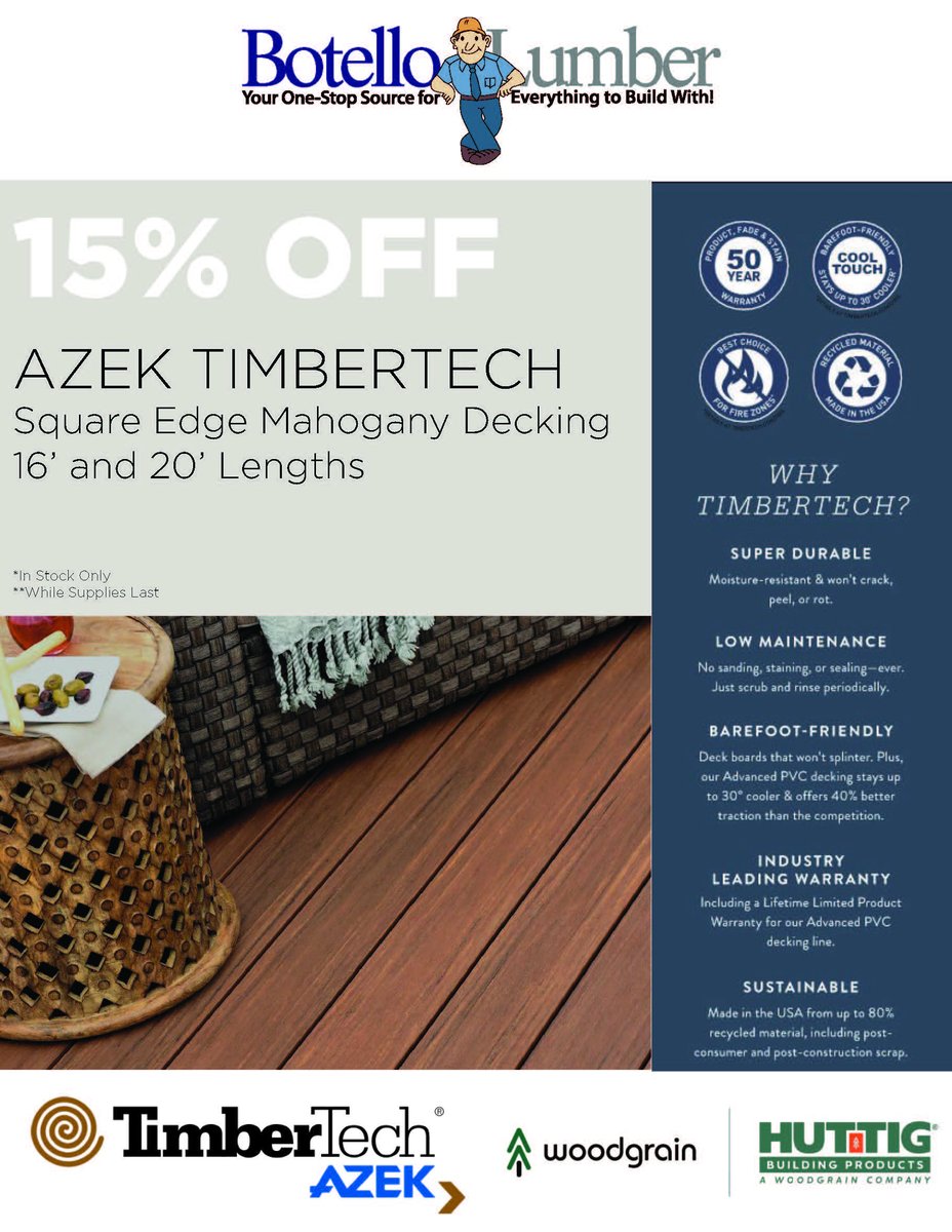 AZEK Timbertech Decking on SALE NOW!!!
#AZEK